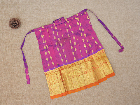 Floral Zari Motifs Berry Purple Silk Amman Pavadai Set