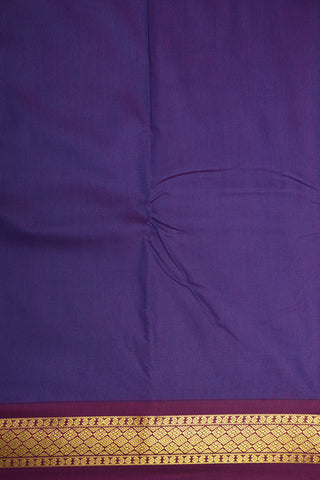 Floral Zari Border In Plain Violet Apoorva Cotton Saree