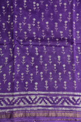 Chevron Border Design Purple Maheswari Silk Cotton Saree