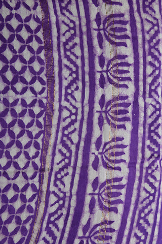 Chevron Border Design Purple Maheswari Silk Cotton Saree