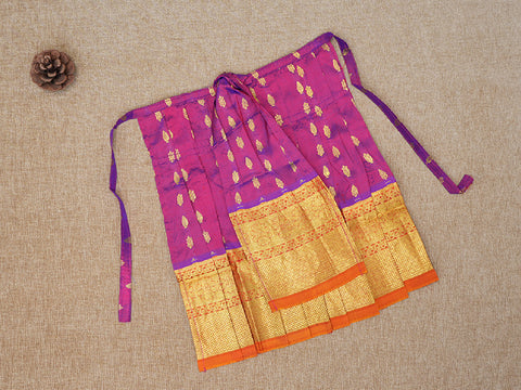 Floral Zari Motifs Berry Purple Silk Amman Pavadai Set