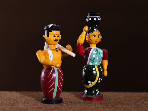 Handicraft Wooden Indian Farmer Couple