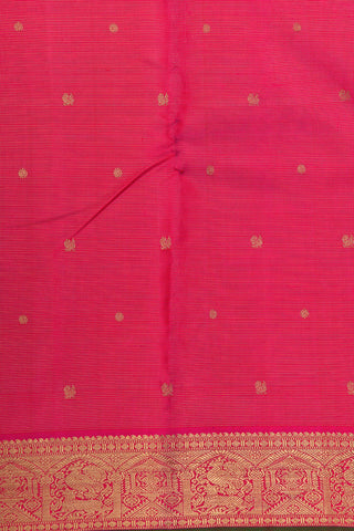 Cart With Animal Design Border With Buttis Watermelon Pink Kanchipuram Silk Saree