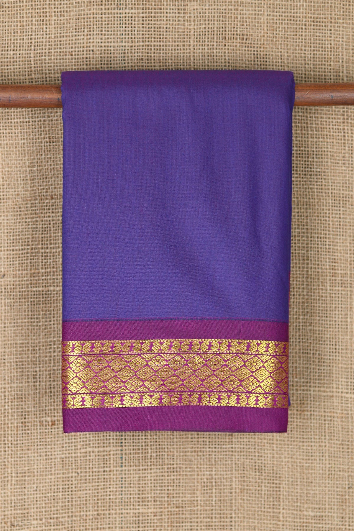 Floral Zari Border In Plain Violet Apoorva Cotton Saree