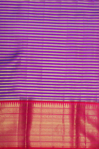 Big Border With Veldhari Stripes Brinjal Purple Kanchipuram Silk Saree