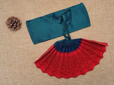 Zari Border Green And Red Silk Amman Pavadai Set