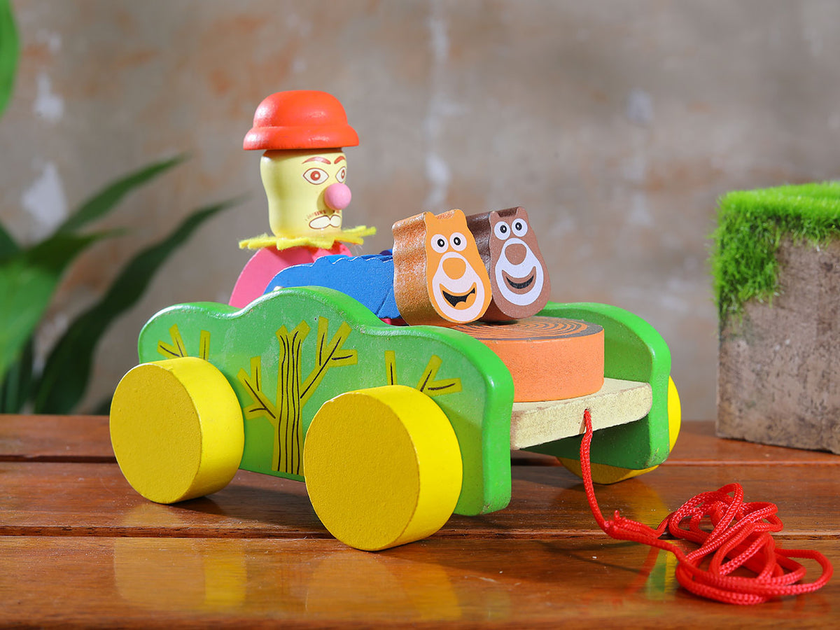 Pull Along Moving Toy Jocker Wooden For Kids