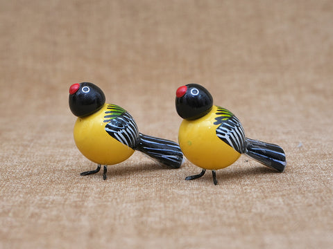 Set Of 6 Handicraft Wooden Mini Birds For Decor