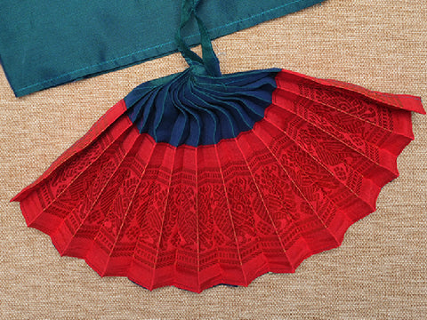 Zari Border Green And Red Silk Amman Pavadai Set