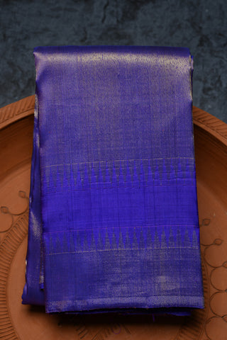 Temple Border With Gold Tissue Cobalt Blue Kanchipuram Silk Saree