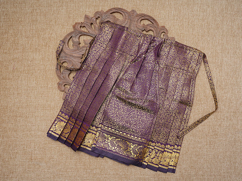 Jacquard Design Plum Purple Semi Banaras Amman Pavadai Set