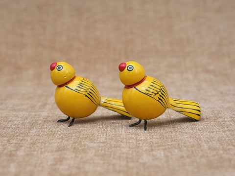 Set Of 6 Handicraft Wooden Mini Birds For Decor