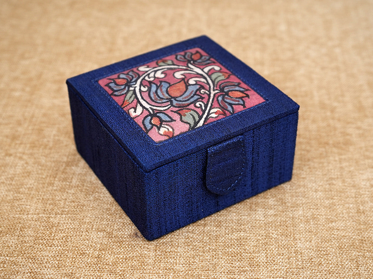 Kalamkari Design Navy Blue Bangle Storage Box