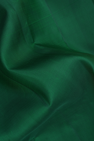 Peacock Border Plain Emerald Green Kanchipuram Silk Saree