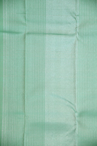 Gold And Silver Zari Vertical Stripes Pastel Green Kanchipuram Silk Saree