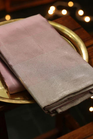 Zari Striped Border In Plain Silver Tissue Onion Pink Kanchipuram Silk Saree