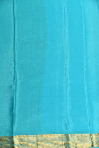 Arrow Design Border With Polka Dots Turquoise Blue Mysore Silk Saree