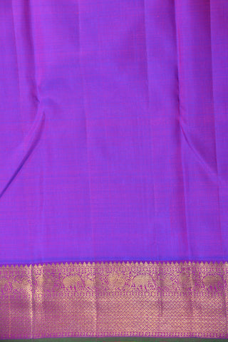 Elephant Motif Border Cream Color Kanchipuram Silk Saree