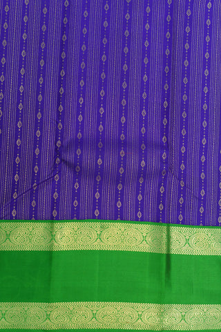 Contrast Rettai Pettu Korvai Border Brinjal Purple Kanchipuram Silk Saree