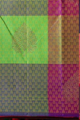 Tree Motif Checked Multicolor Kanchipuram Silk Saree