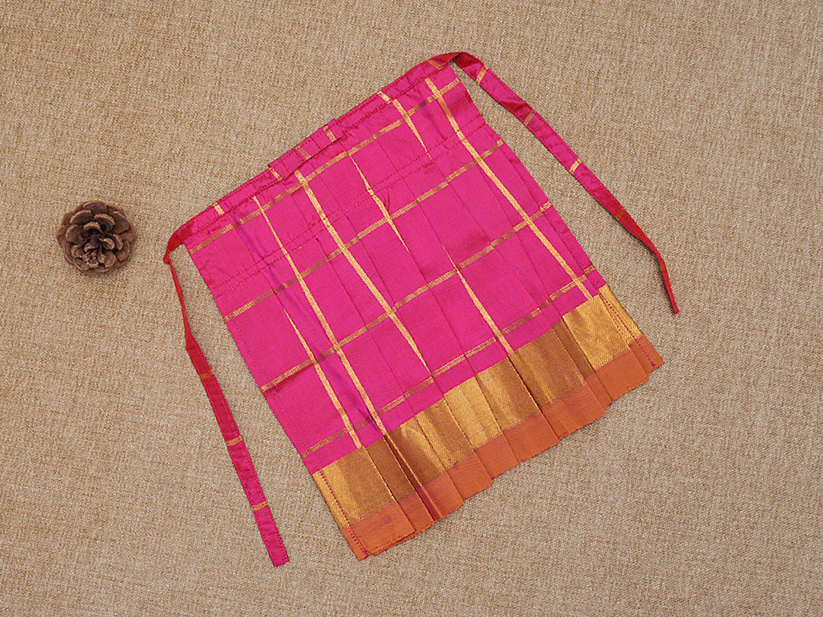 Zari Checked Hot Pink Silk Amman Pavadai Set