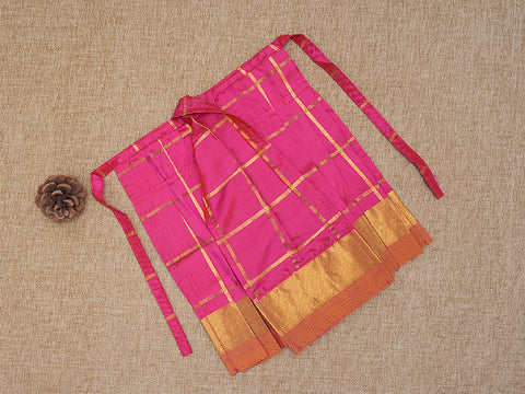 Zari Checked Hot Pink Silk Amman Pavadai Set