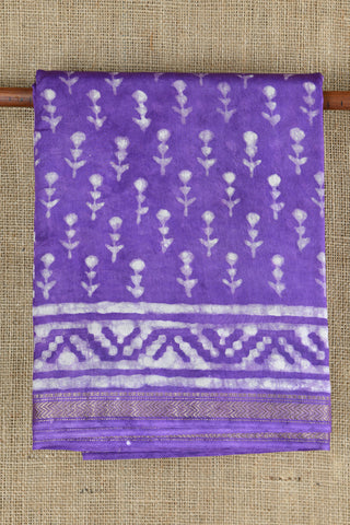 Chevron Border Design Purple Maheswari Silk Cotton Saree