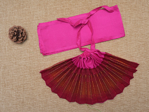 Zari Border Rust Red And Pink Silk Amman Pavadai Set