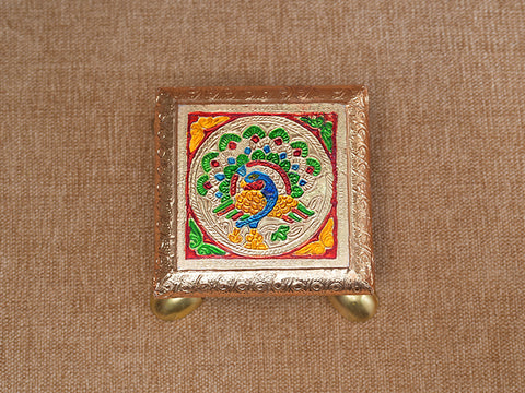 Peacock Design Wooden Pooja Stand