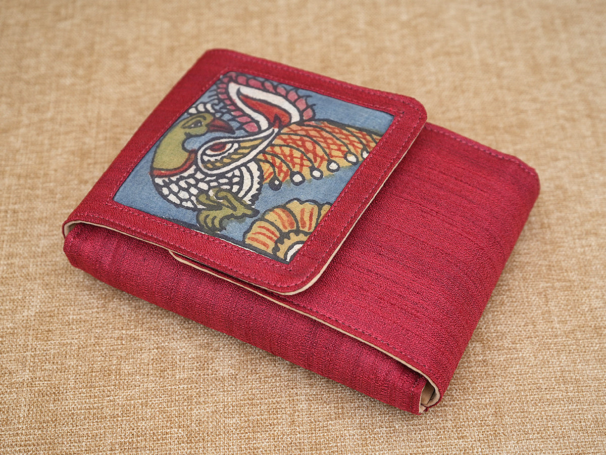 Kalamkari Design Red Earrings Storage Box