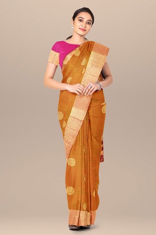 Twill Weave Border With Horse Motif Golden Yellow Kanchipuram Silk Saree