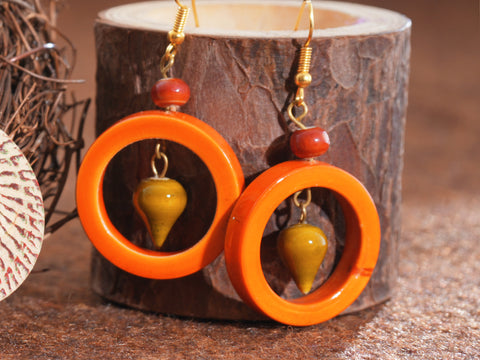 Set Of 3 Wooden Hook Earrings