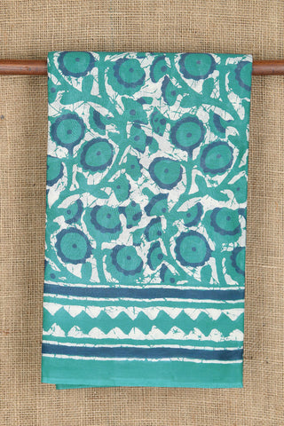 Allover Floral Design Teal Green Printed Ahmedabad Cotton Saree