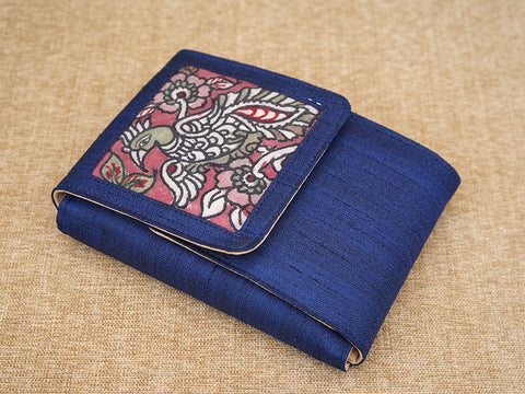 Kalamkari Design Navy Blue Earrings Storage Box