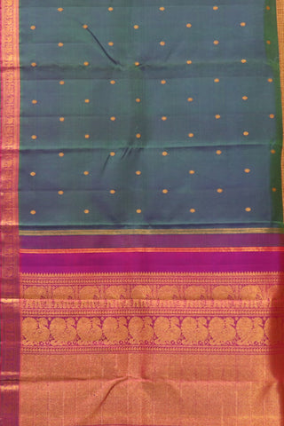 Elephant Motif Border Peacock Green Kanchipuram Silk Saree