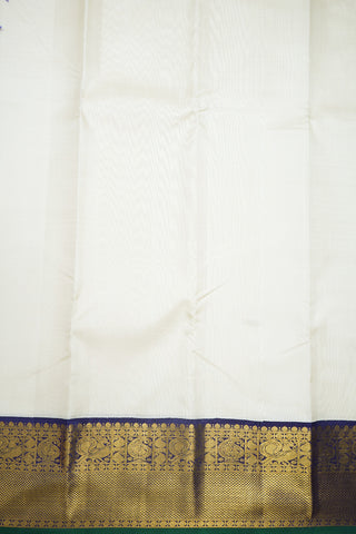 Traditional Korvai Zari Border Plain Egg White Kanchipuram Silk Saree