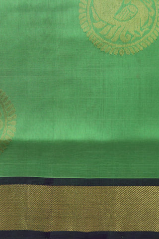 Contrast Zari Border With Peacock Motif Parrot Green Silk Cotton Saree