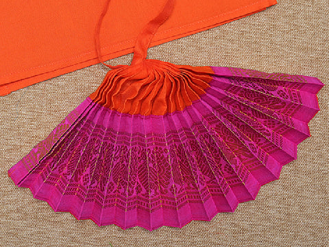 Zari Border Orange And Magenta Silk Amman Pavadai Set