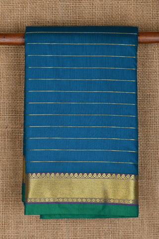 Rudraksh Border With Stripes Peacock Blue Apoorva Silk Saree