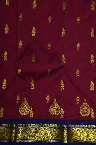 Traditional Zari Butta With Contrast Border Maroon Apoorva Silk Saree