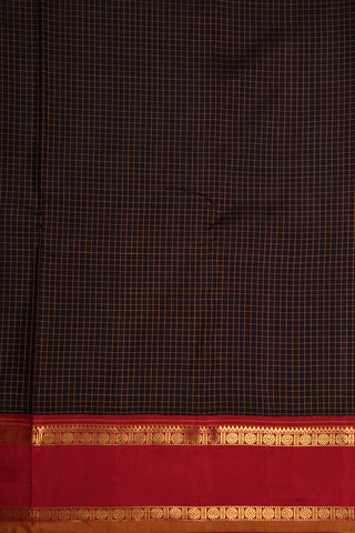 Ganga Jamuna Rettai Pettu Border Black Checks Kanchipuram Silk Saree