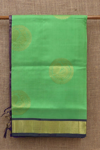 Contrast Zari Border With Peacock Motif Parrot Green Silk Cotton Saree