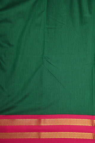 Contrast Rettai Pettu Border In Plain Leaf Green Apoorva Cotton Saree