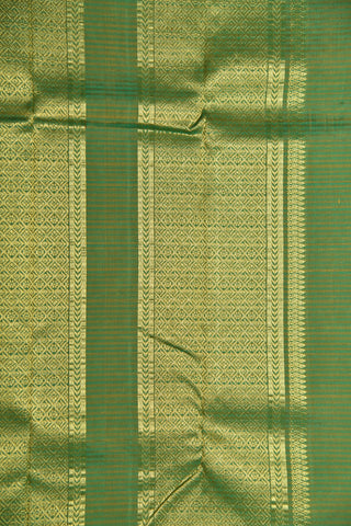 Diamond Border Olive Green Kanchipuram Silk Saree