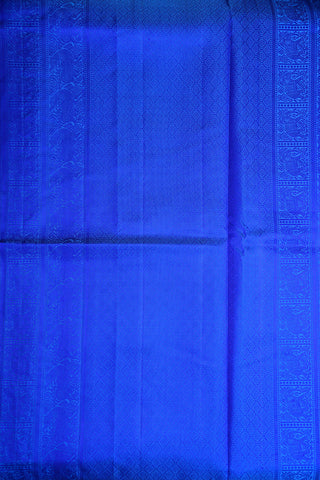 Thread Work Peacock Border With Allover Block Printed Purple Kanchipuram Silk Saree