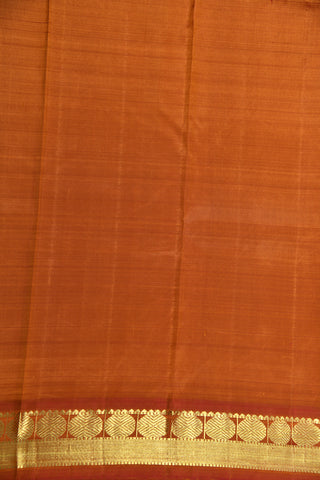 Rudraksh Border Rust Brown Kanchipuram Silk Saree