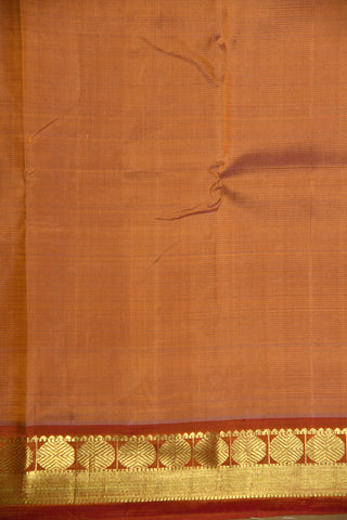 Rudraksh Border Rust Brown Kanchipuram Silk Saree