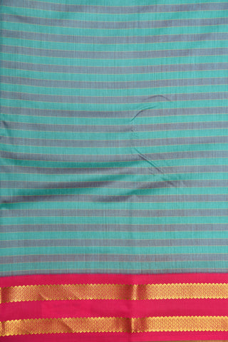 Contrast Rettaipettu Border With Monochrome Stripes Grey And Sea Green Apoorva Silk Saree