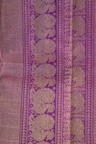 Elephant Motif Border Peacock Green Kanchipuram Silk Saree