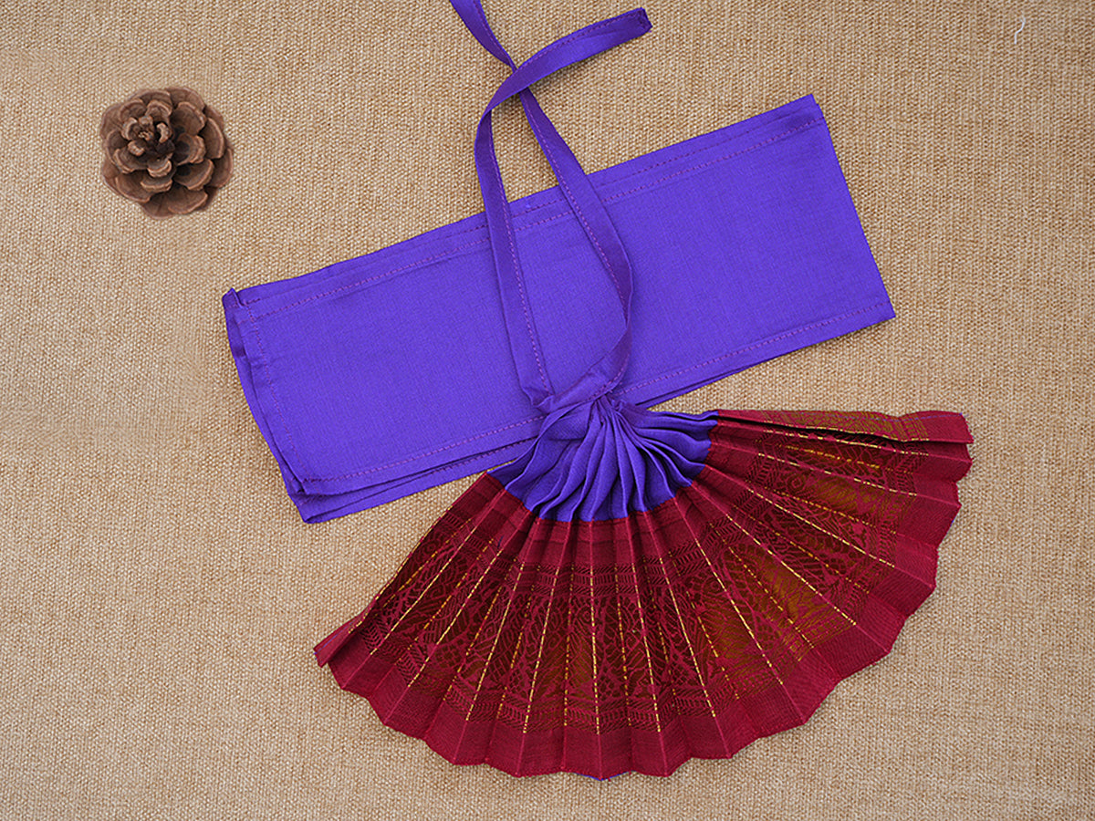 Zari Border Purple And Cherry Red Silk Amman Pavadai Set